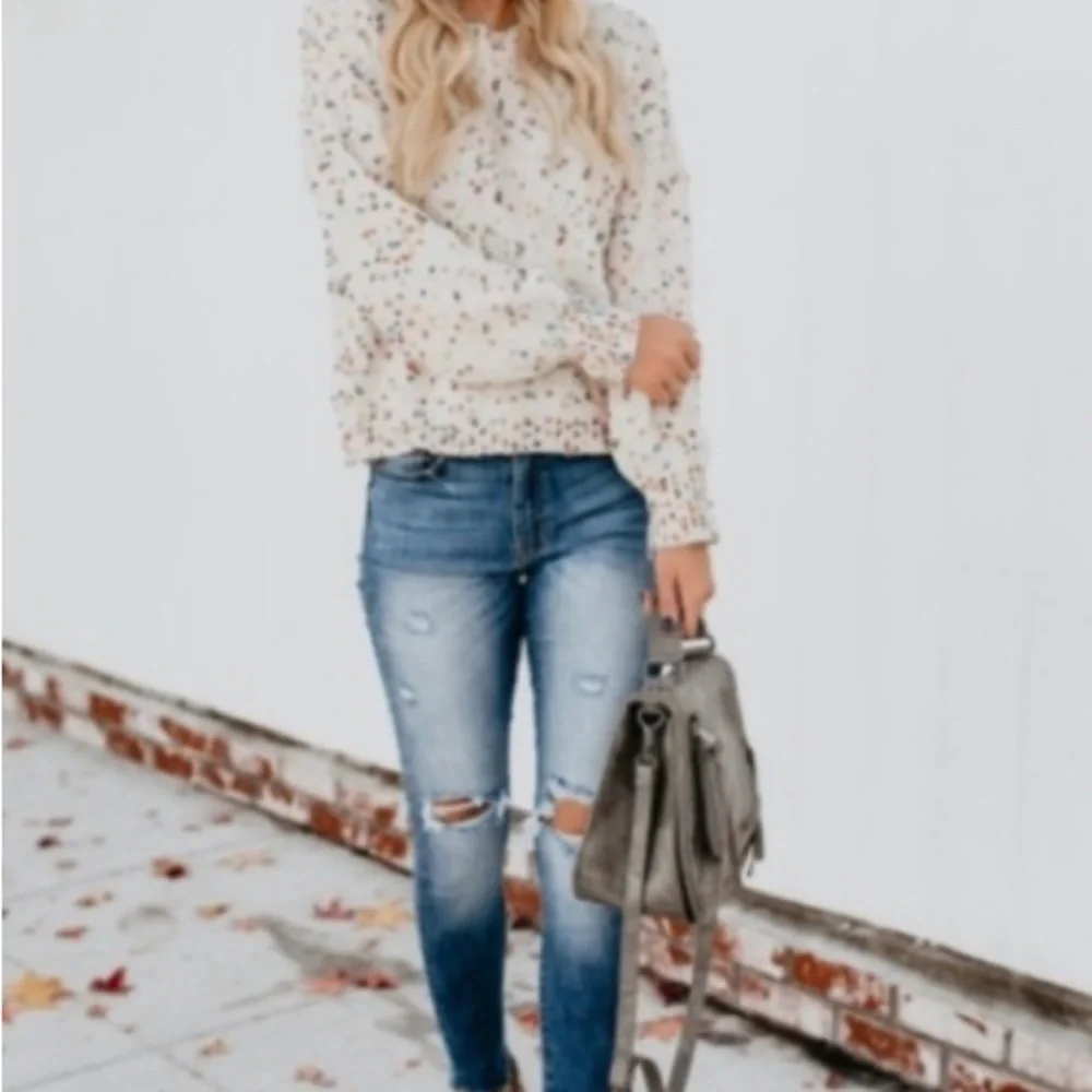 DEE ELLY Women’s Sweater Popcorn Funfetti Knit Distress Drop Shoulder Size Small - Picture 8 of 16